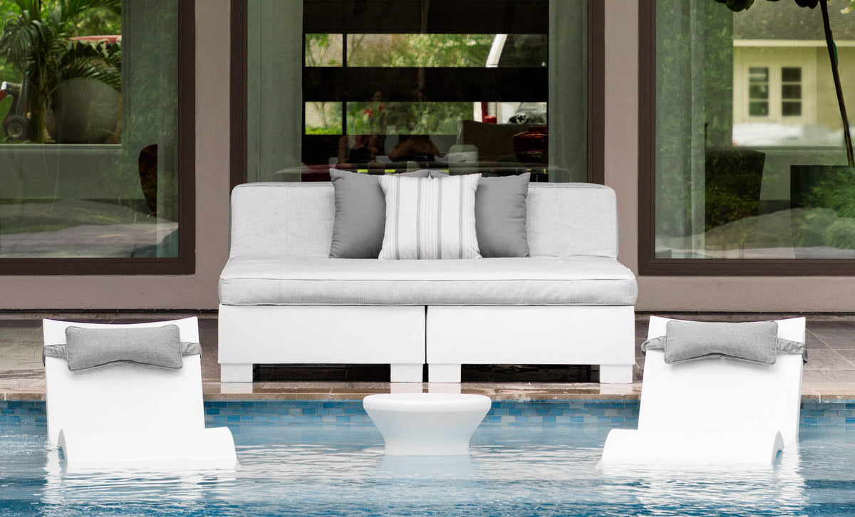 Ledge Lounger Affinity Square Sunbed with Backrest Cushion, square pool daybed with backrest, view 2