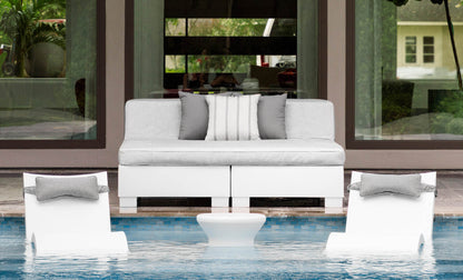 Ledge Lounger Affinity Square Sunbed with Backrest Cushion, square pool daybed with backrest, view 2