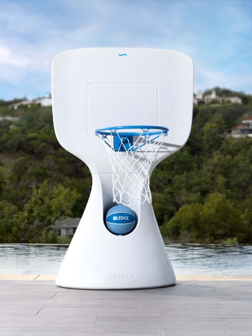 Ledge Lounger Hoopstr, the ultimate poolside basketball hoop designed for fun, style, and durability.