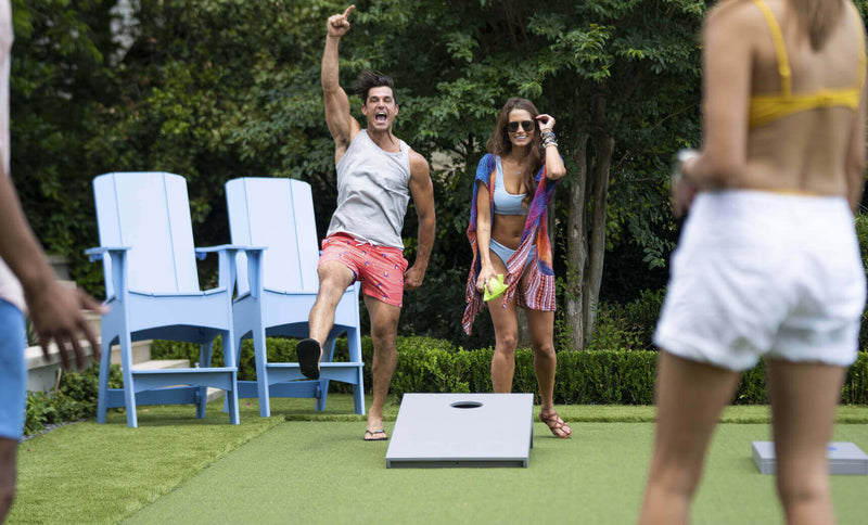 Whether you call it cornhole, bean bag toss, or tailgate toss, this complete set—featuring two durable boards and two sets of four resin-filled bean bags in your choice of colors.