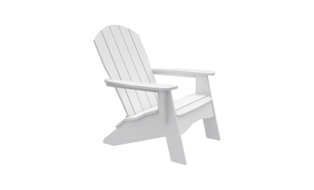 Ledge Lounger Legacy Adirondack in White with a slatted fan back and wide arms