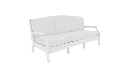 Ledge Lounger Legacy Sofa in White with navy deep-seat cushions and a Lattice back