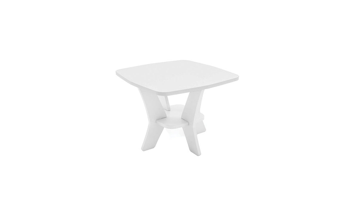 Mainstay Square Side Table in White showing the lower storage shelf