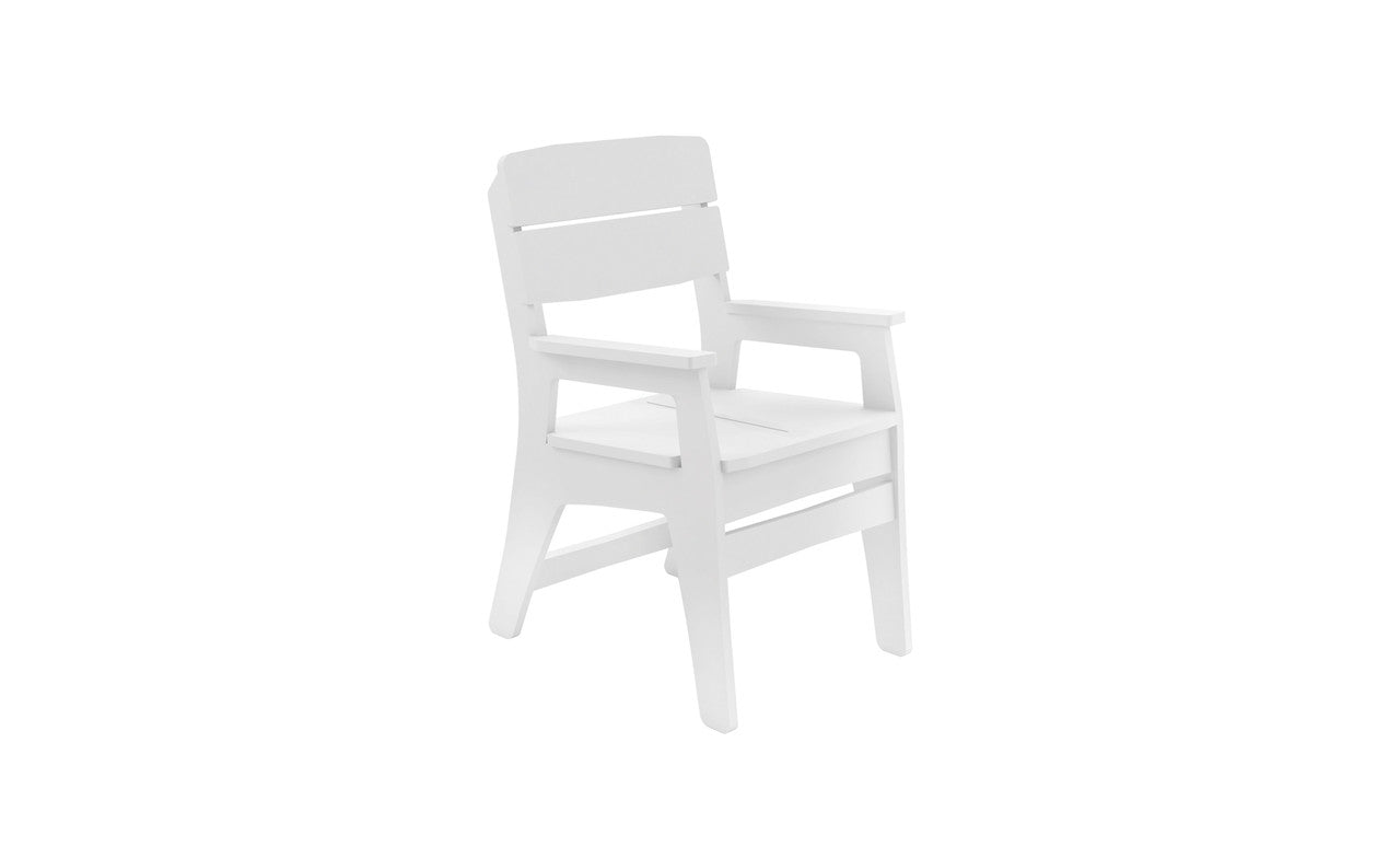 Ledge Lounger Mainstay Dining Armchair in White with armrests and slatted back