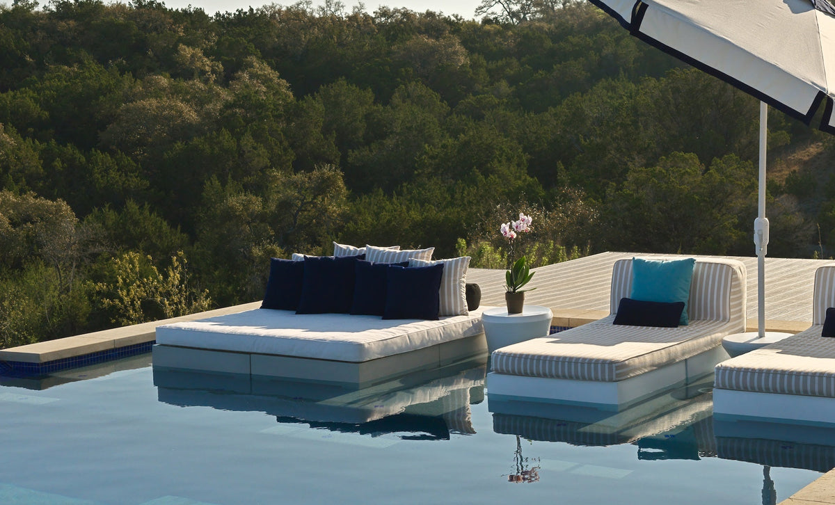 Ledge Lounger Affinity Square Sunbed with Flat Cushion, square pool bed with flat cushion, view 3