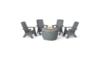 Ledge Halo Propane 40" Luxury Firepit with Set of 4 Fog Color Adirondack Chairs