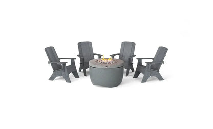 Ledge Halo Propane 40" Firepit with Set of 4 Adirondack Chairs