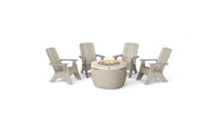 Ledge Halo Propane 40" Luxury Firepit with Set of 4 Wheat Color Adirondack Chairs
