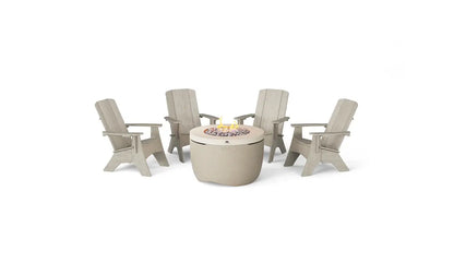Ledge Halo Propane 40" Firepit with Set of 4 Adirondack Chairs