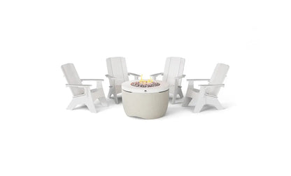 Ledge Halo Propane 40" Firepit with Set of 4 Adirondack Chairs