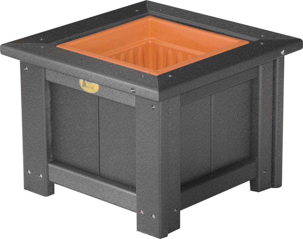 LuxCraft 15" Square Outdoor Planter in Black — hidden liner pocket design for entryway flanking displays