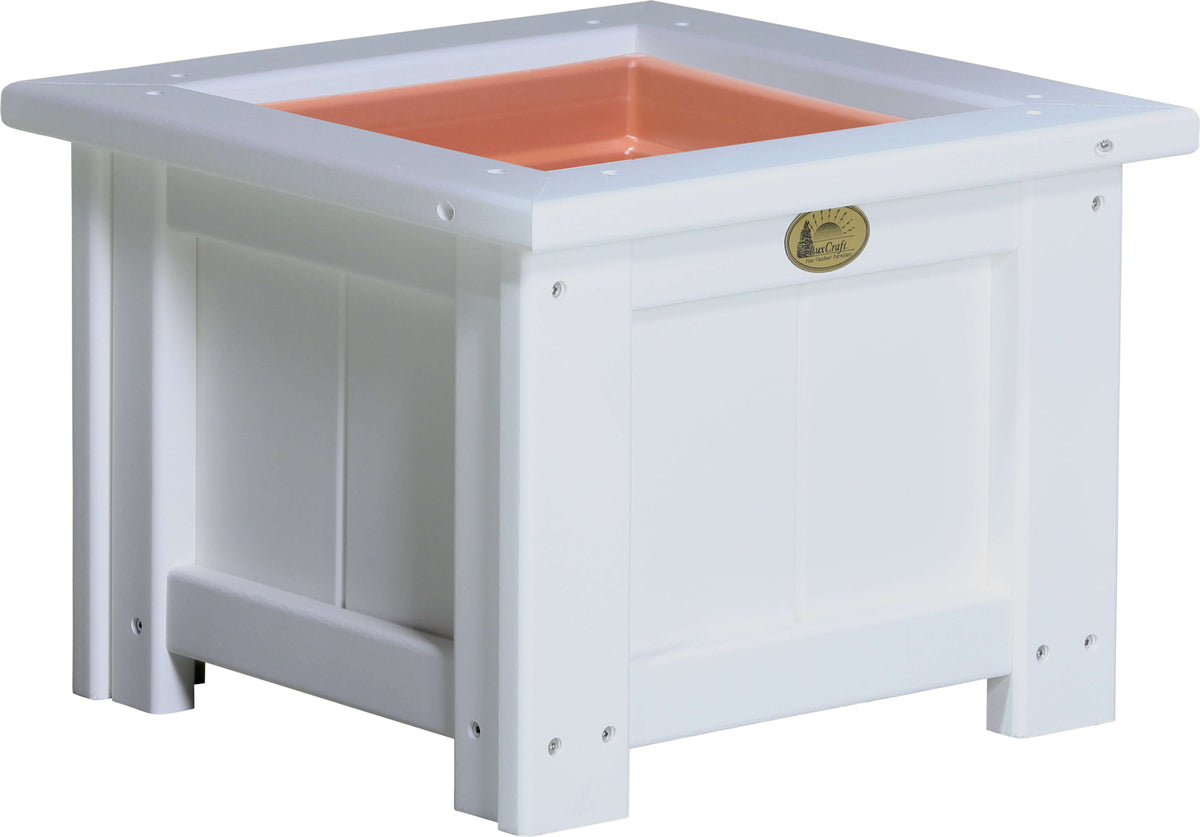 LuxCraft 15" Square Outdoor Planter in White — tapered planter profile, fade-resistant poly