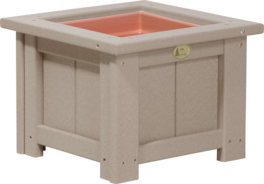 LuxCraft 15" Square Outdoor Planter in Weatherwood — Amish-crafted recycled poly, commercial-grade poly