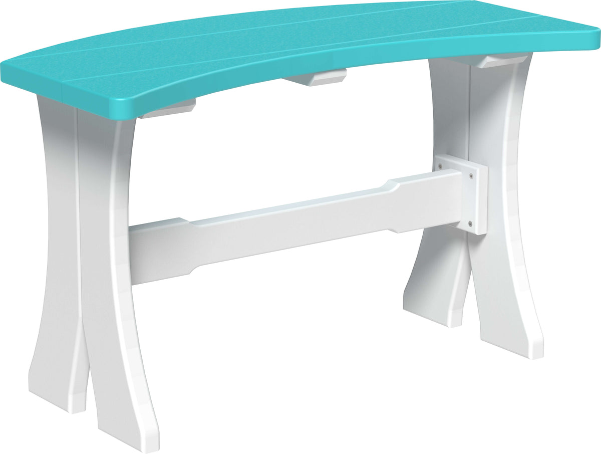LuxCraft 4' Round Outdoor Dining Table 5-Piece Set | Dining Table Benches in Aruba Blue and White — Amish-crafted recycled poly, 20-year poly durab...