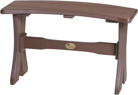 LuxCraft 4' Round Outdoor Dining Table 5-Piece Set | Dining Table Benches in Chestnut Brown — circular dining surface, fade-resistant poly