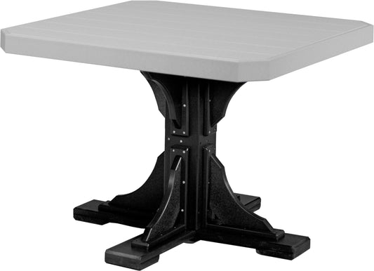 LuxCraft 41" Square Outdoor Dining Table | Dining Height in Dove Gray and Black — recycled poly square tabletop for square-format patio dining