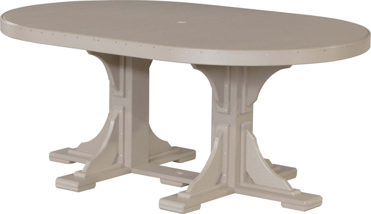LuxCraft 6' Oval Outdoor Dining Table | Dining Height in Weatherwood — Amish-crafted recycled poly, 20-year poly durability