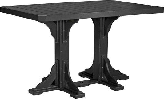 LuxCraft 6' Rectangular Outdoor Dining Table | Bar Height in Black — Amish-crafted recycled poly, weather-resistant design