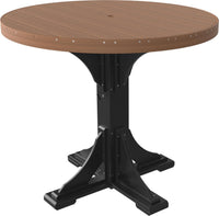 LuxCraft 4' Round Outdoor Dining Table features umbrella hole for added shade and variety of color options