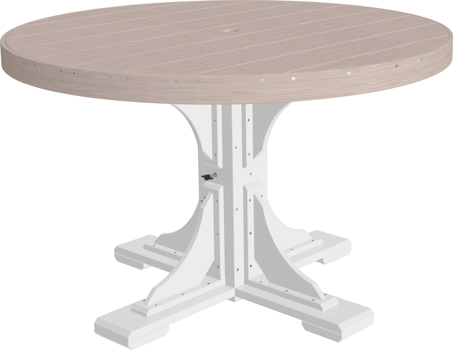 LuxCraft 4' round outdoor dining table comfortably seats 4 people