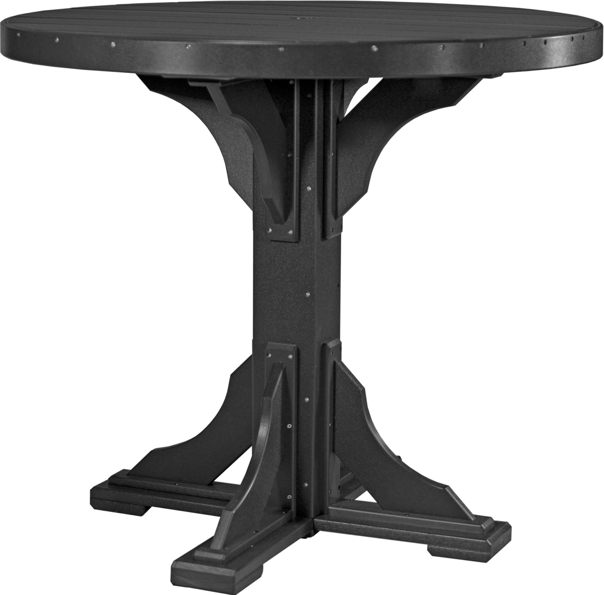 LuxCraft 4' Round Outdoor Dining Table features umbrella hole for added shade and variety of color options
