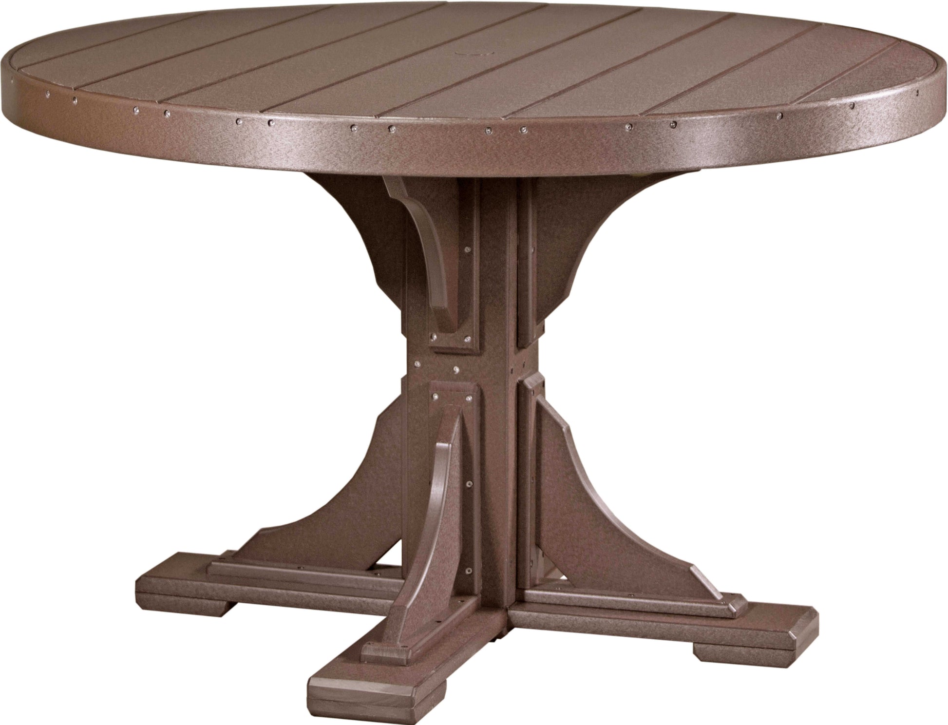 LuxCraft 4' round outdoor dining table comfortably seats 4 people