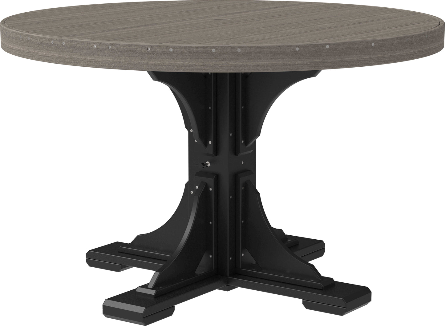 LuxCraft 4' round outdoor dining table comfortably seats 4 people