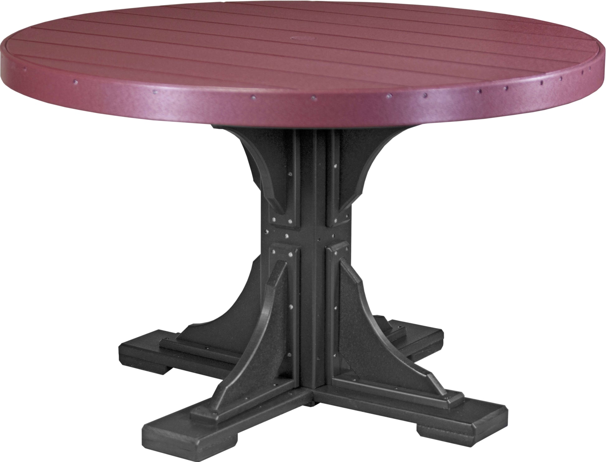 LuxCraft 4' round outdoor dining table comfortably seats 4 people