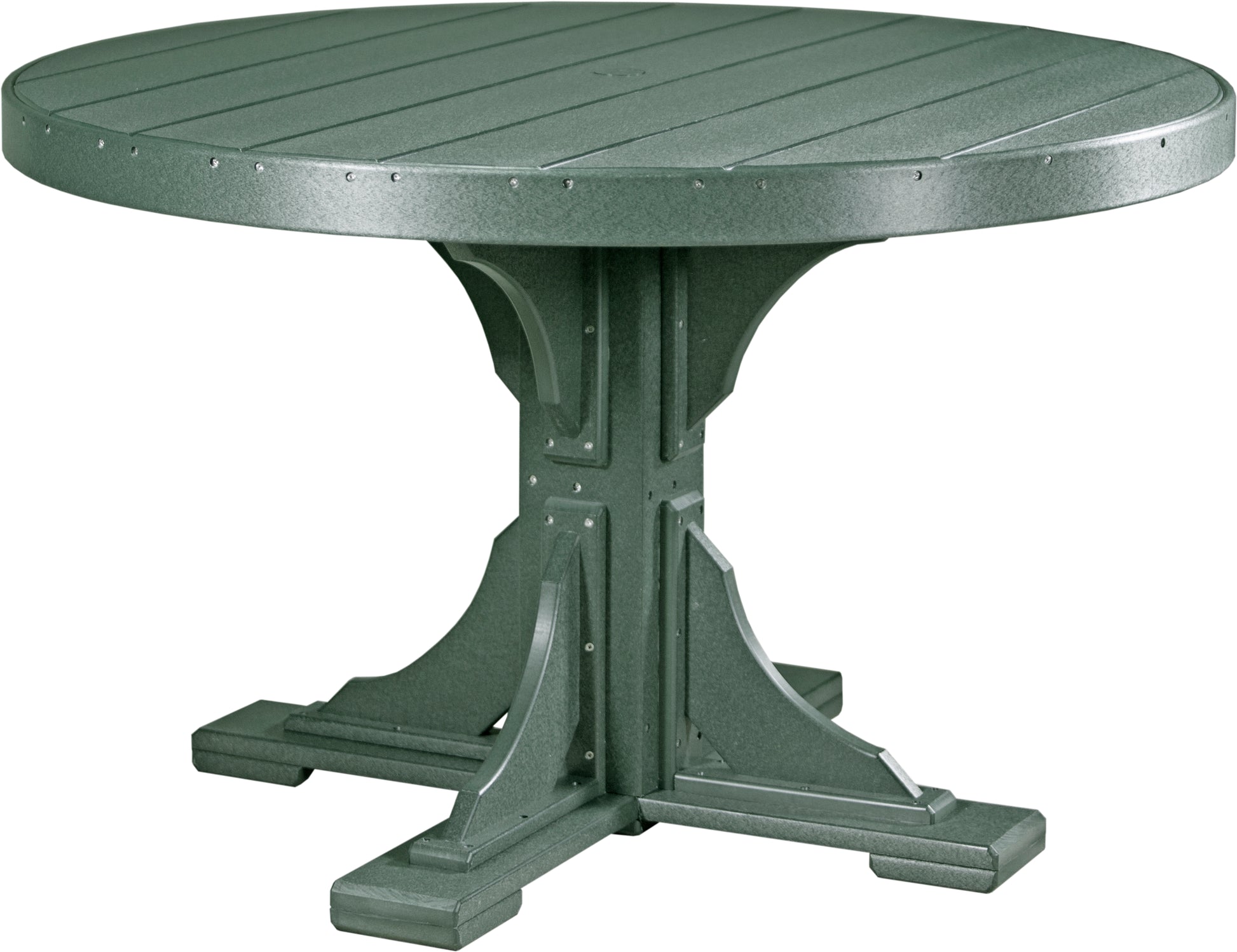 LuxCraft 4' round outdoor dining table comfortably seats 4 people