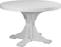 LuxCraft 4' Round Outdoor Dining Table features umbrella hole for added shade and variety of color options