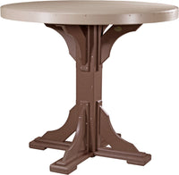 LuxCraft 4' Round Outdoor Dining Table features umbrella hole for added shade and variety of color options