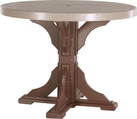 LuxCraft 4' Round Outdoor Dining Table features umbrella hole for added shade and variety of color options