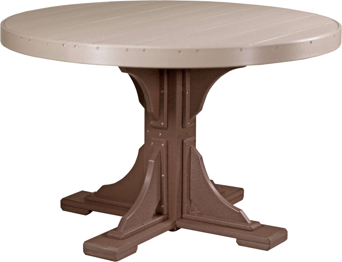 LuxCraft 4' Round Outdoor Dining Table features umbrella hole for added shade and variety of color options