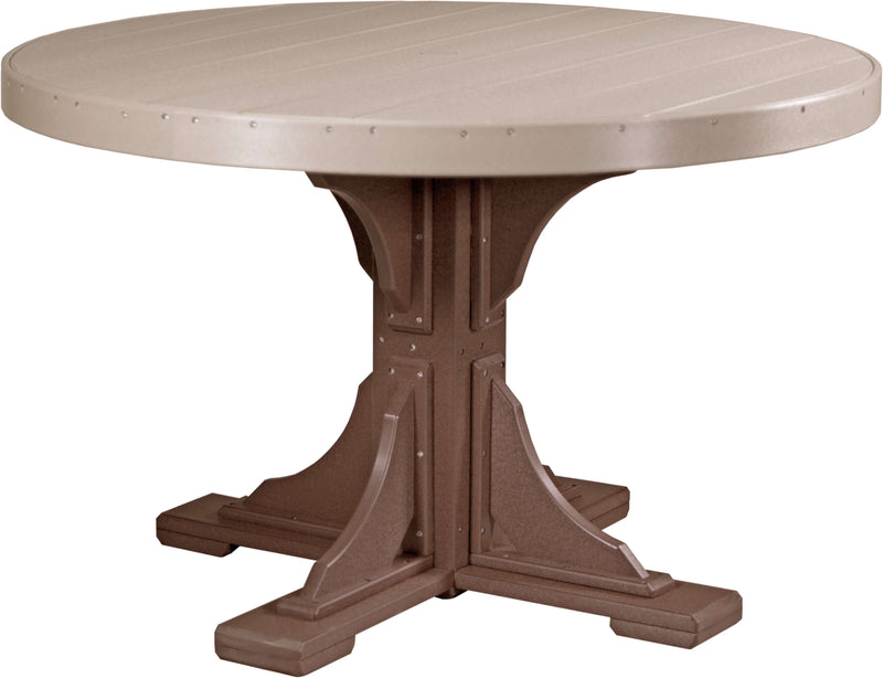 LuxCraft 4' Round Outdoor Dining Table features umbrella hole for added shade and variety of color options
