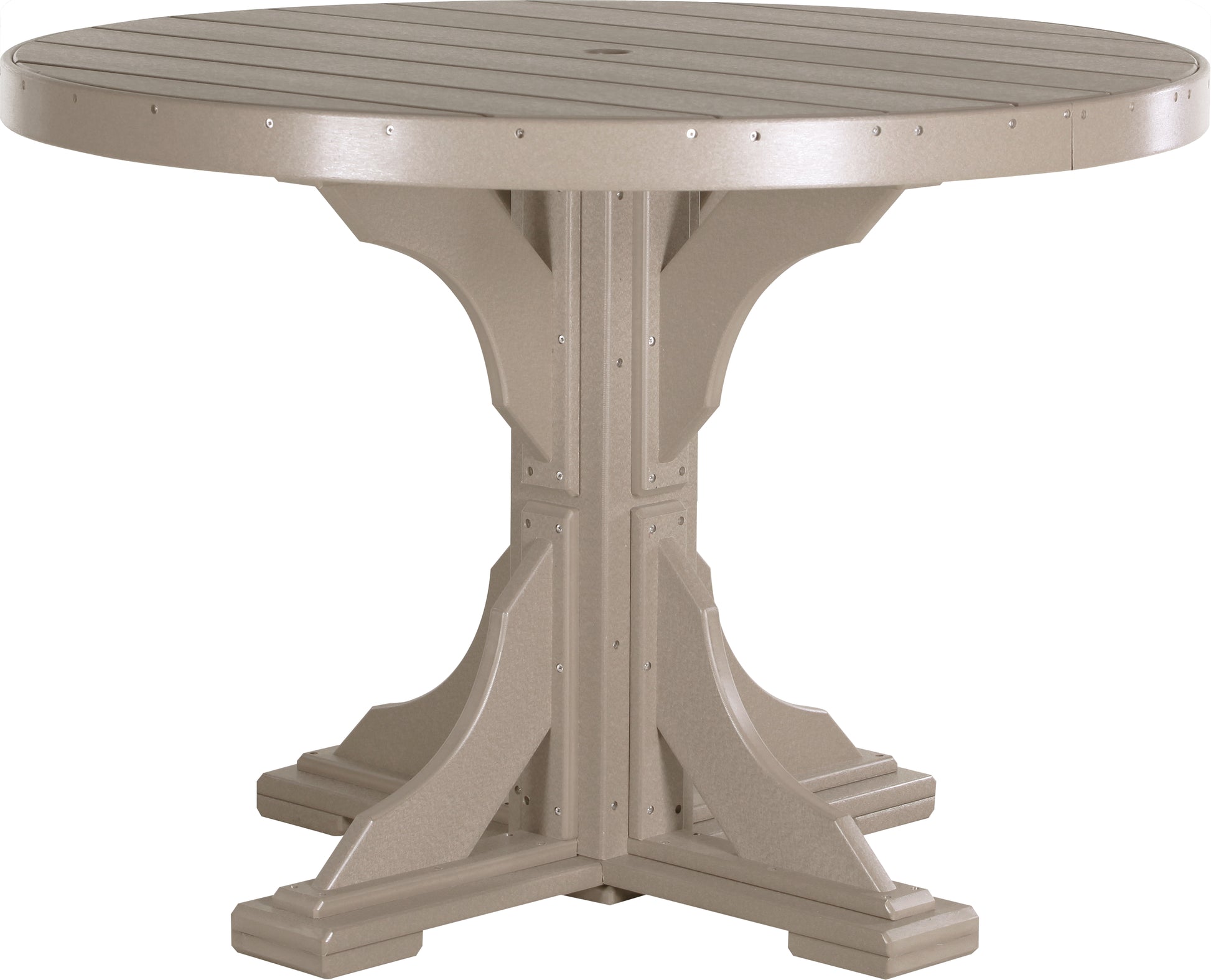 LuxCraft 4' round outdoor dining table comfortably seats 4 people