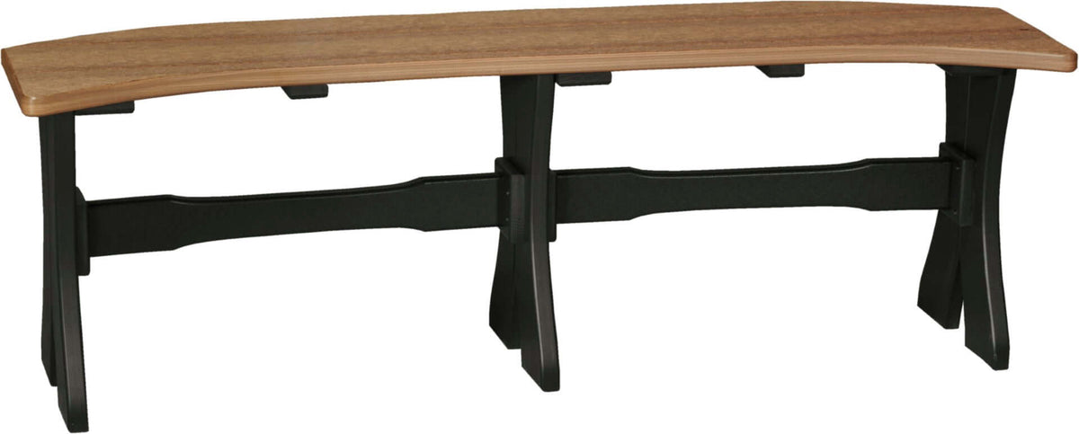 LuxCraft 52" Dining Height Table Bench in Antique Mahogany and Black — Amish-crafted recycled poly, 20-year poly durability