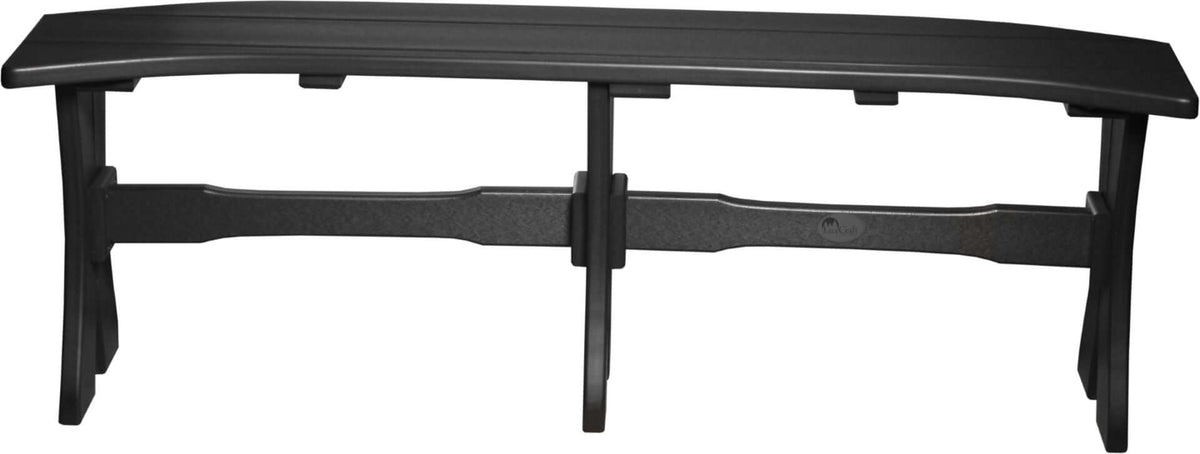 LuxCraft 52" Dining Height Table Bench in Black configured for patio bench arrangements — fade-resistant poly