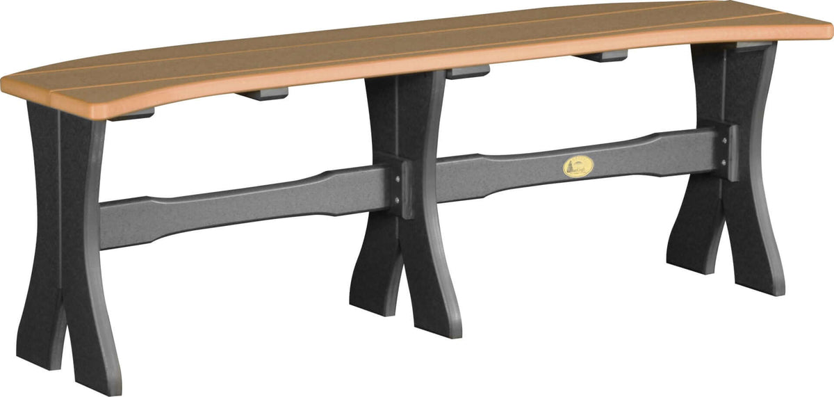 LuxCraft 52" Dining Height Table Bench in Cedar and Black — recycled poly slat-top bench for porch and entryway seating