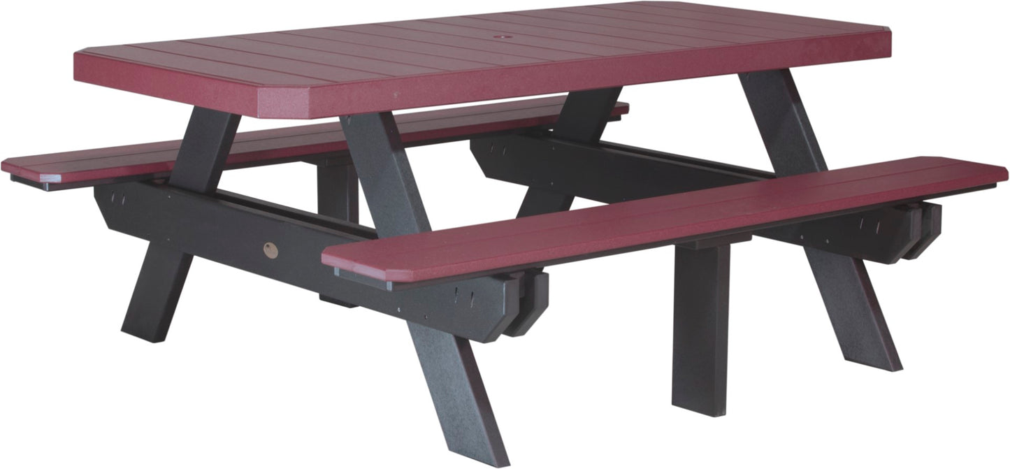 LuxCraft 6' Rectangular Picnic Table