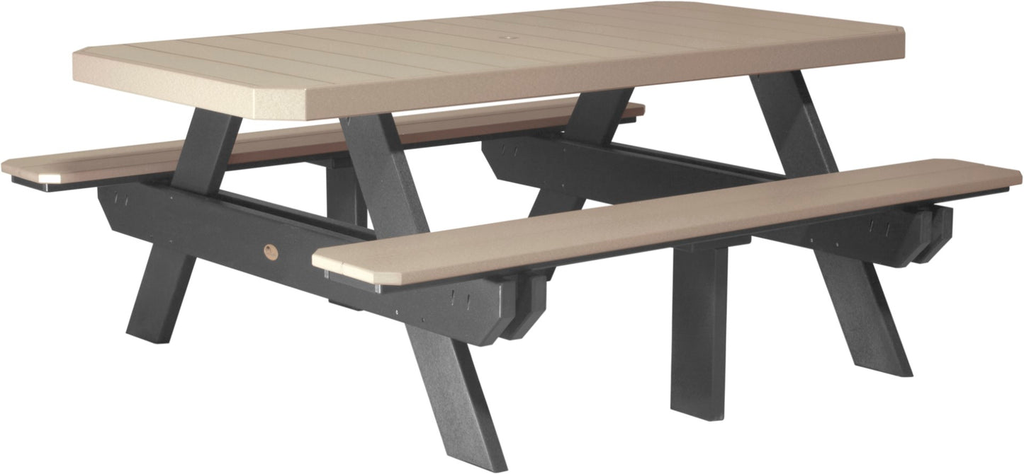 LuxCraft 6' Rectangular Picnic Table