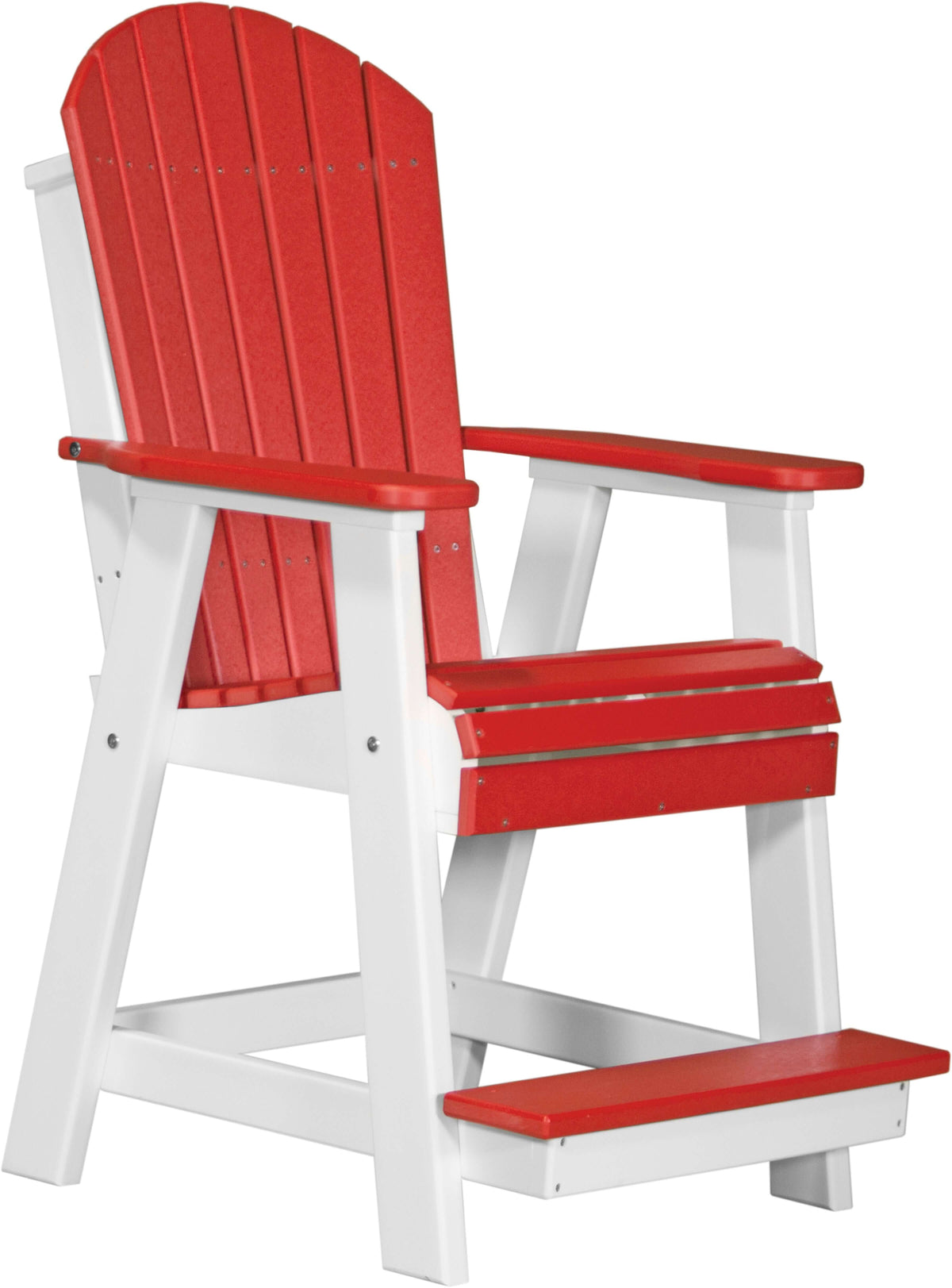 LuxCraft Adirondack Balcony Chair in Red and White — Amish-crafted recycled poly, weather-resistant design