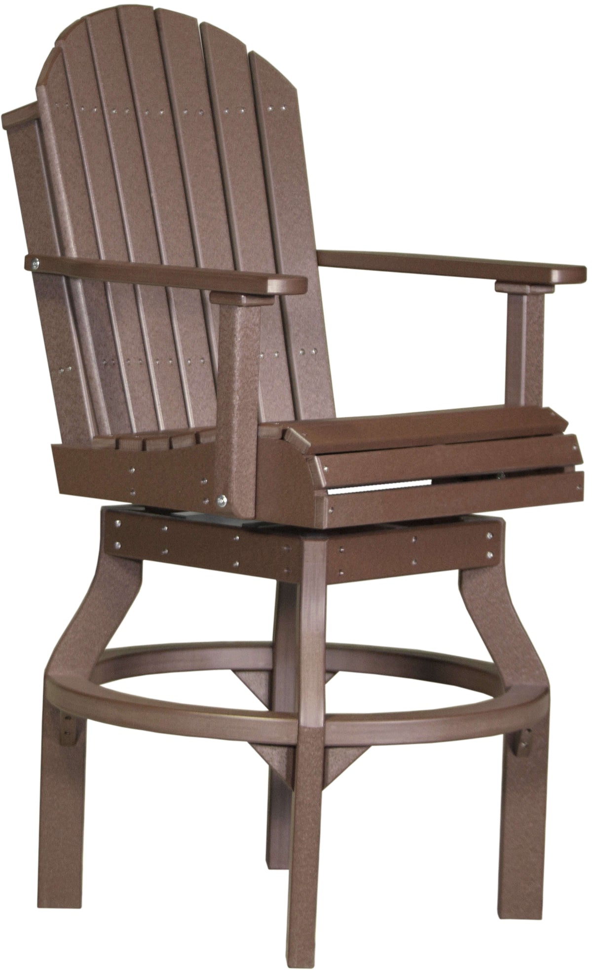 LuxCraft Adirondack Dining Swivel Chair | 3 Height Options in Chestnut Brown — Amish-crafted recycled poly, weather-resistant design