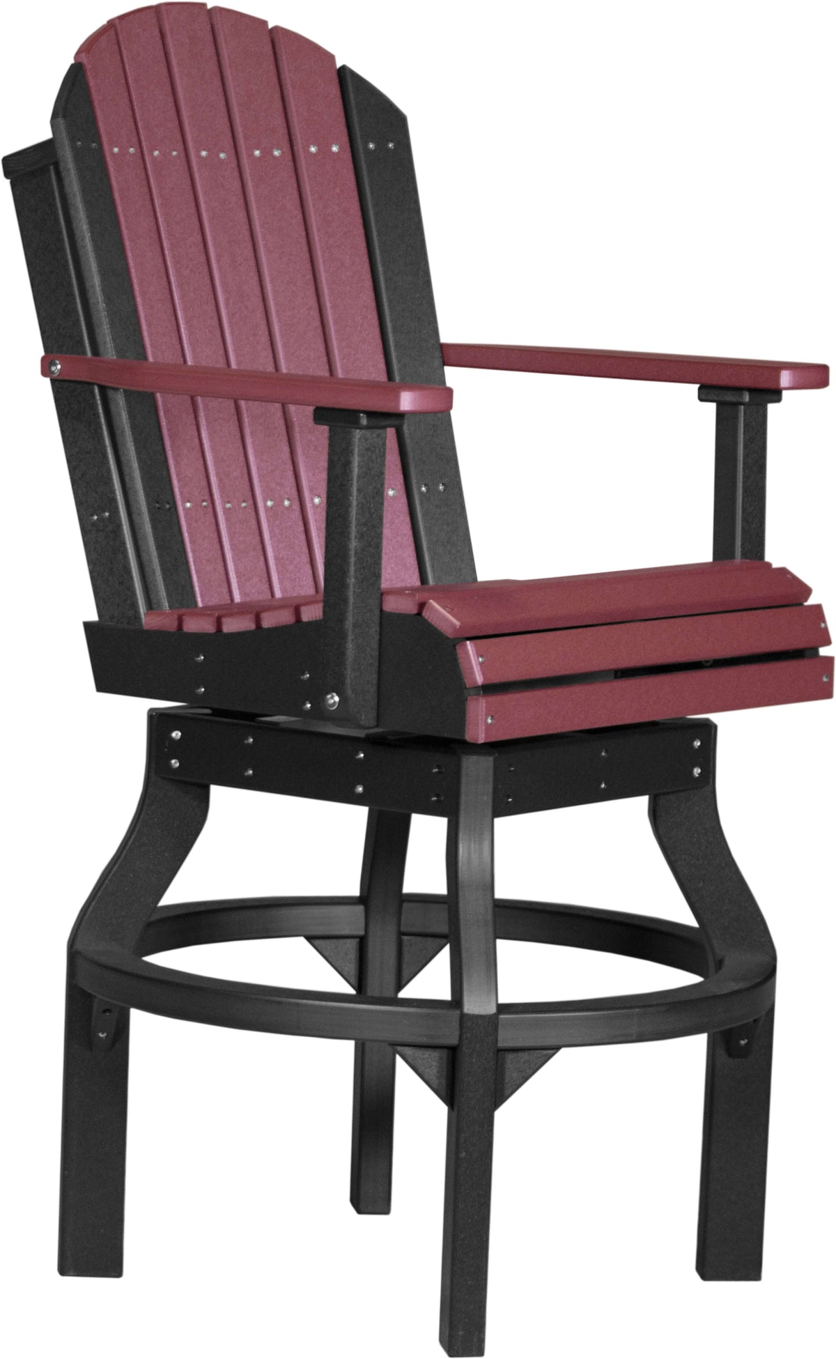 LuxCraft Adirondack Dining Swivel Chair | 3 Height Options in Cherrywood and Black — angled-back lounge design, fade-resistant poly