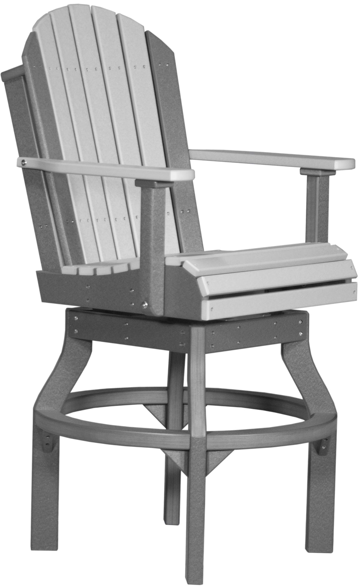 LuxCraft Adirondack Dining Swivel Chair | 3 Height Options in Dove Gray and Slate — Amish-crafted recycled poly, 20-year poly durability