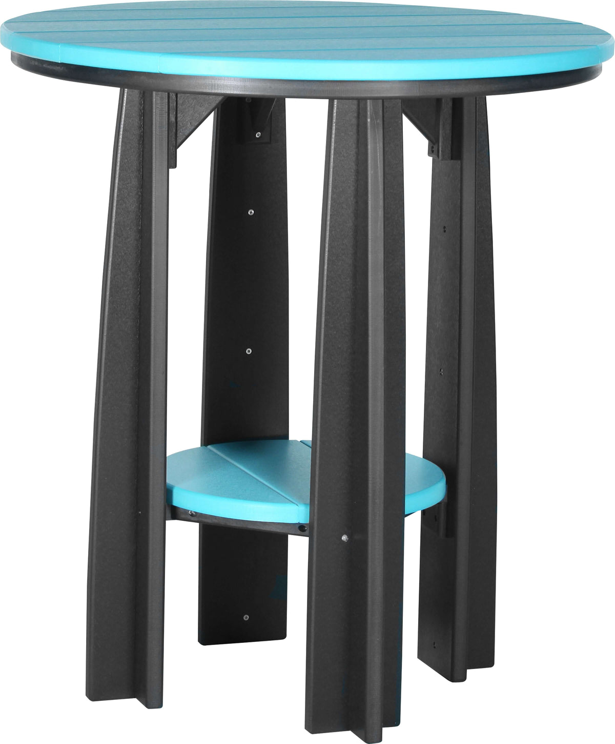 LuxCraft Balcony Table 3-Piece Conversation Set in Aruba Blue and Black — Amish-crafted recycled poly, commercial-grade poly