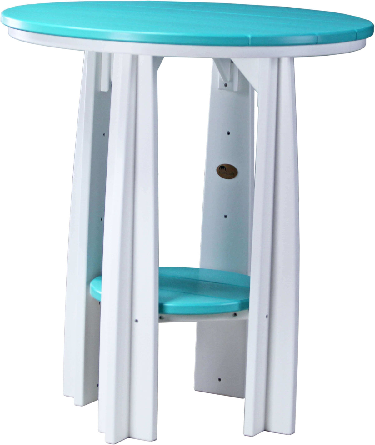 LuxCraft Balcony Table 3-Piece Conversation Set in Aruba Blue and White — angled-back lounge design, long-life recycled poly