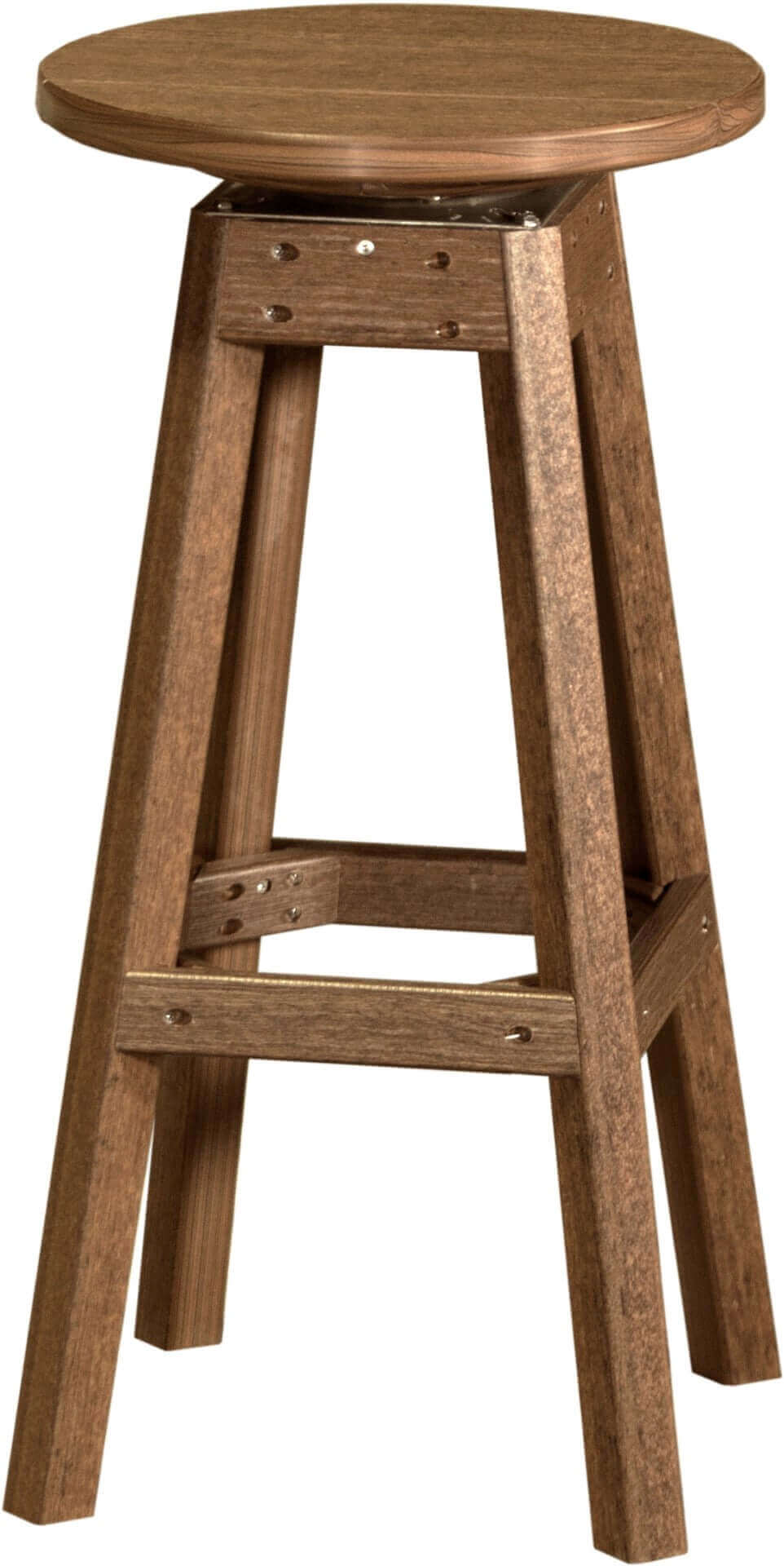 LuxCraft Outdoor Swivel Bar Stool in Antique Mahogany styled for porch and deck use — 20-year poly durability