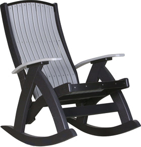 LuxCraft Comfort Rocker | Outdoor Rocking Chair in Dove Gray and Black — Amish-crafted recycled poly, commercial-grade poly