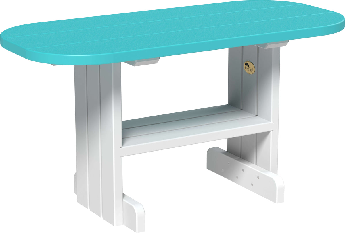 LuxCraft Outdoor Coffee Table in Aruba Blue and White — wide-armrest patio chair, fade-resistant poly
