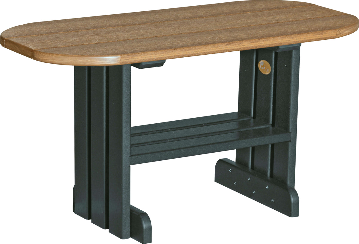 LuxCraft Outdoor Coffee Table in Antique Mahogany and Black — Amish-crafted recycled poly, 20-year poly durability